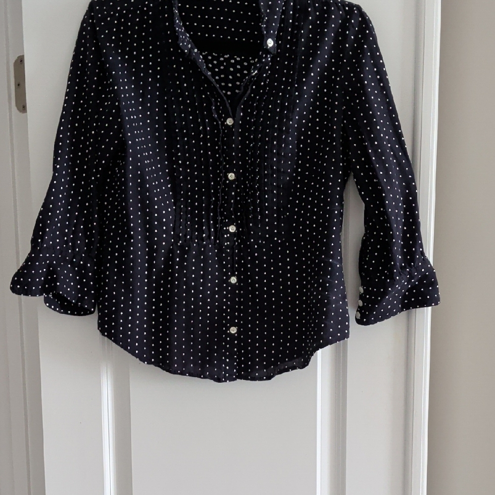 J. Crew Black and White Polka Dot Button Down Shirt
